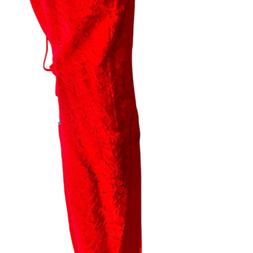 Jessica McClintock Gunne Sax women’s Size 13/ 14 Red Lace Dress Lace Up Back - Picture 4 of 16